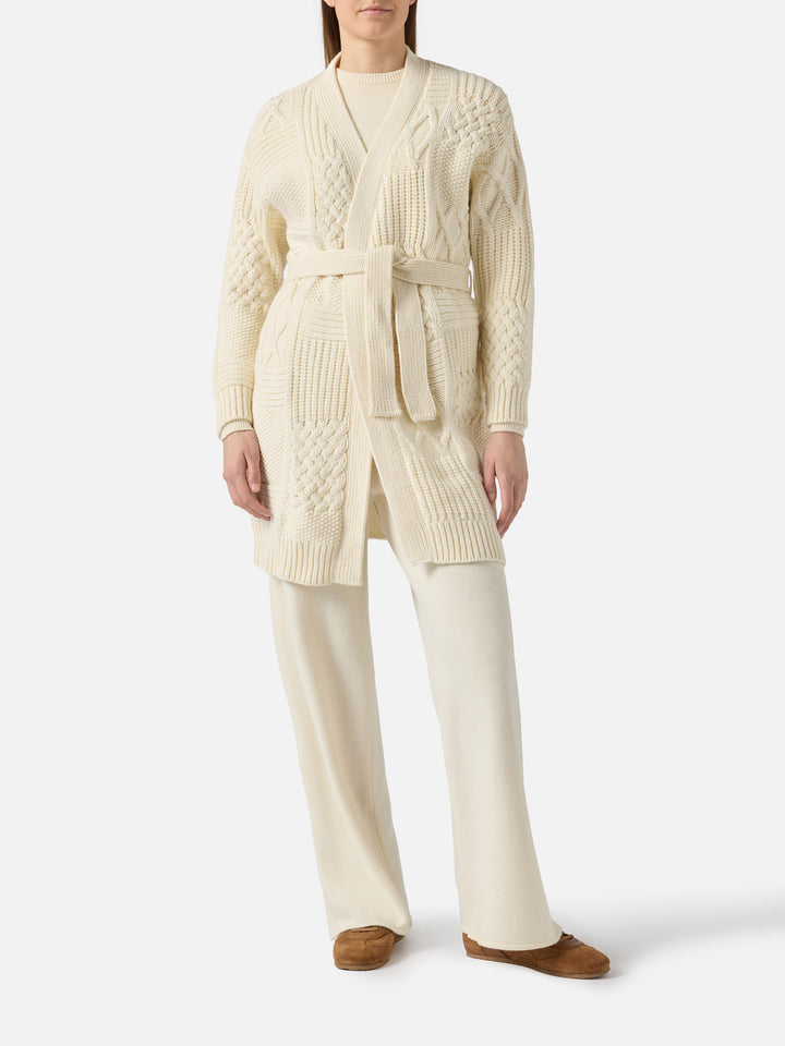 Cardigan maxi Daba avec broderie et ceinture 