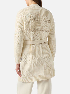 Maxi cardigan Daba with embroidery and belt