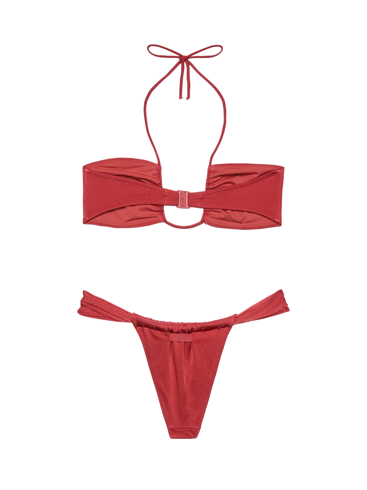 Noelle shimmer brick red cheekiest swim briefs - Dahlia shimmer brick red bandeau top - MC2 Saint Barth