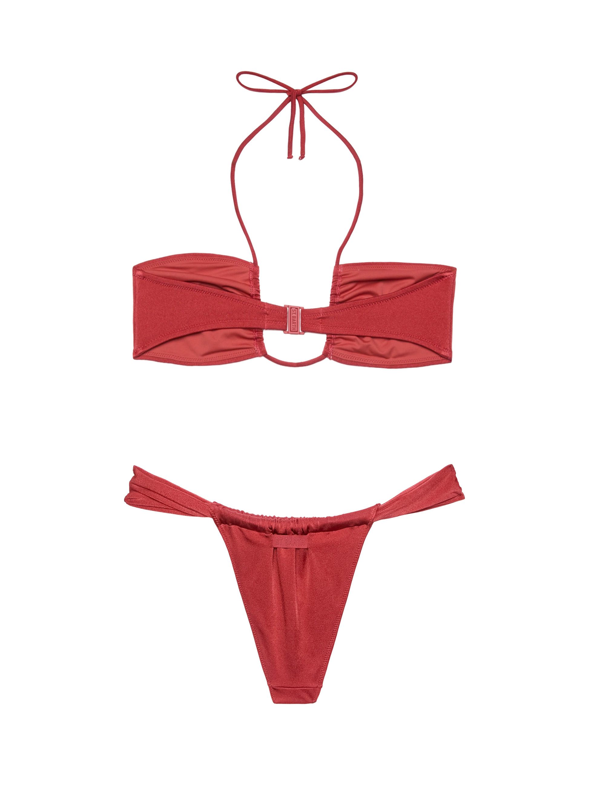 Noelle shimmer brick red cheekiest swim briefs - Dahlia shimmer brick red bandeau top - MC2 Saint Barth