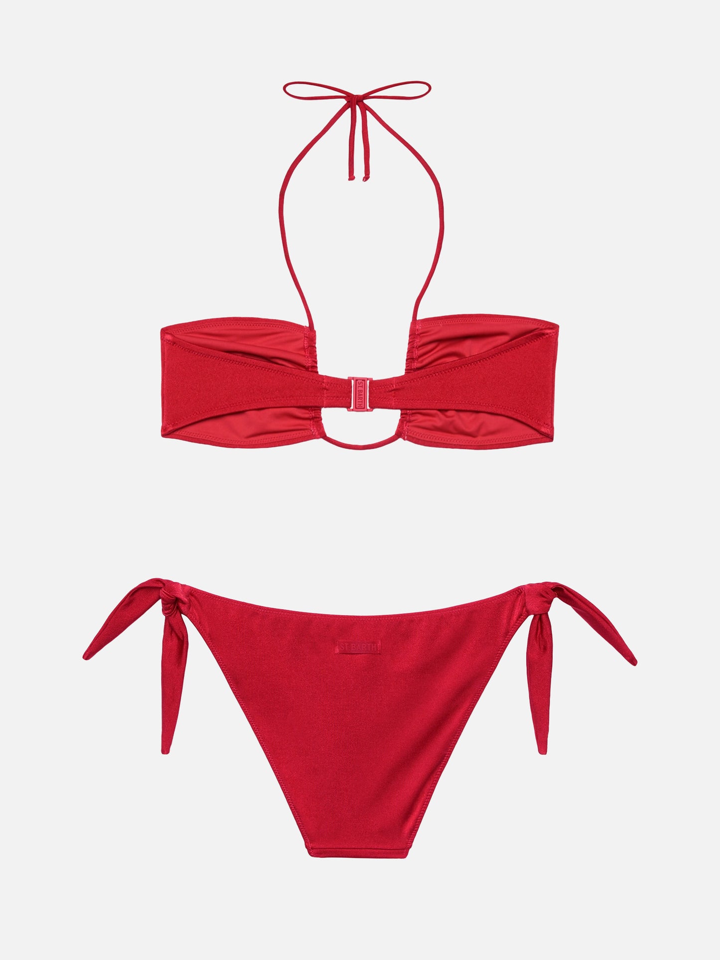 Schimmernder ziegelroter Bandeau-Bikini Dhalia Yali