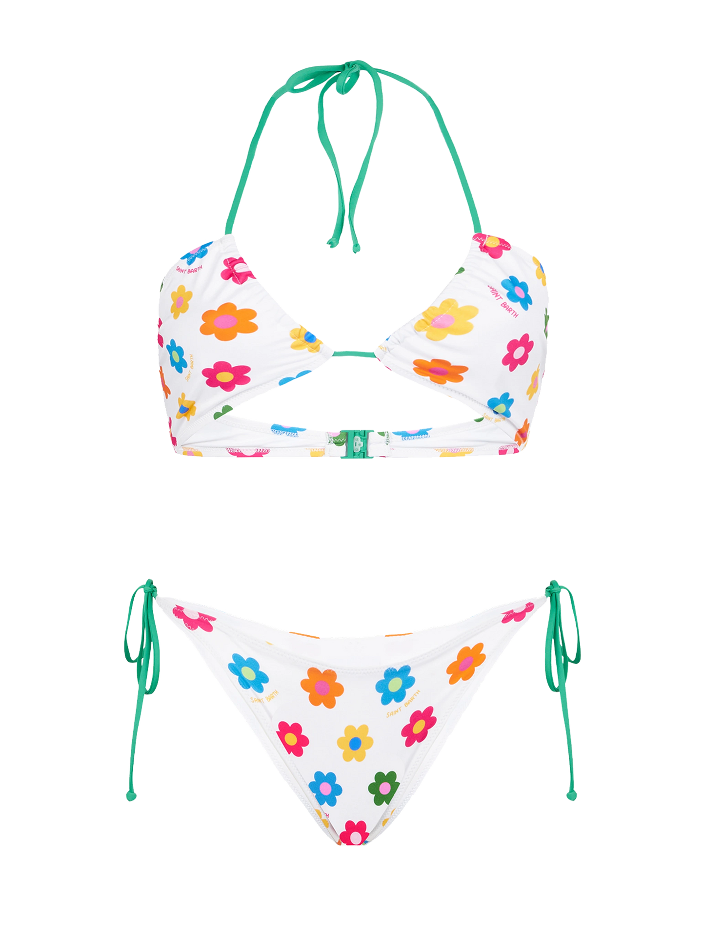 Bikini da donna a fascia con stampa margherite