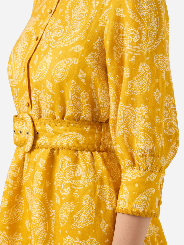 Abito corto in lino stampa paisley