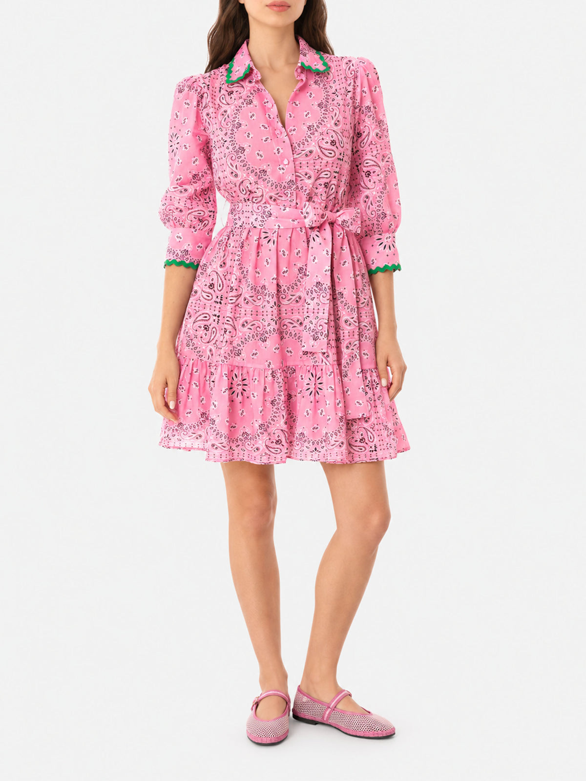 Pink Daisi short dress with bandana print