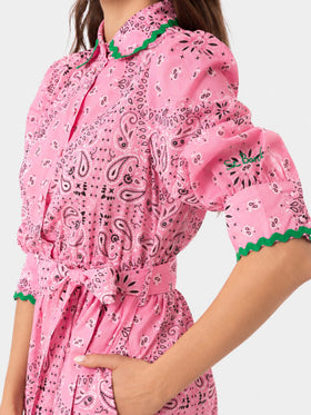 Pink Daisi short dress with bandana print