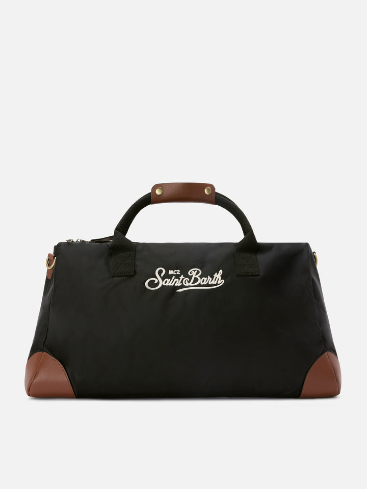 Daily black nylon weekender with embroidered logo