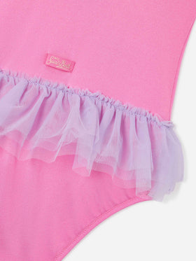 Dancer Einteiler-Badeanzug mit Tüllrüsche und glitzernden Herzen 