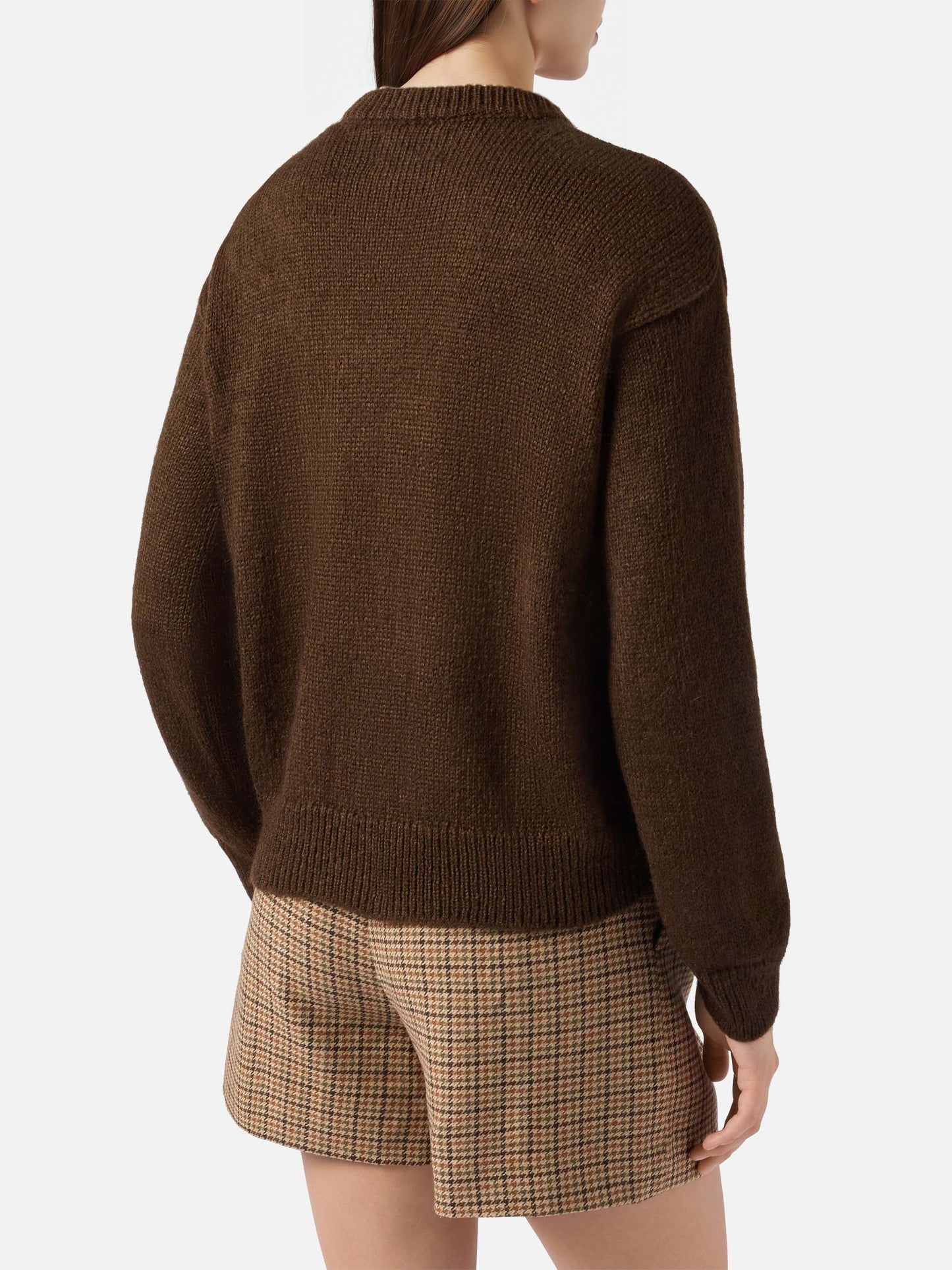 Maglione Danya in misto alpaca marrone con jacquard St. Barth