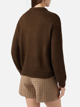 Maglione Danya in misto alpaca marrone con jacquard St. Barth