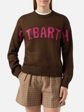 Maglione Danya in misto alpaca marrone con jacquard St. Barth