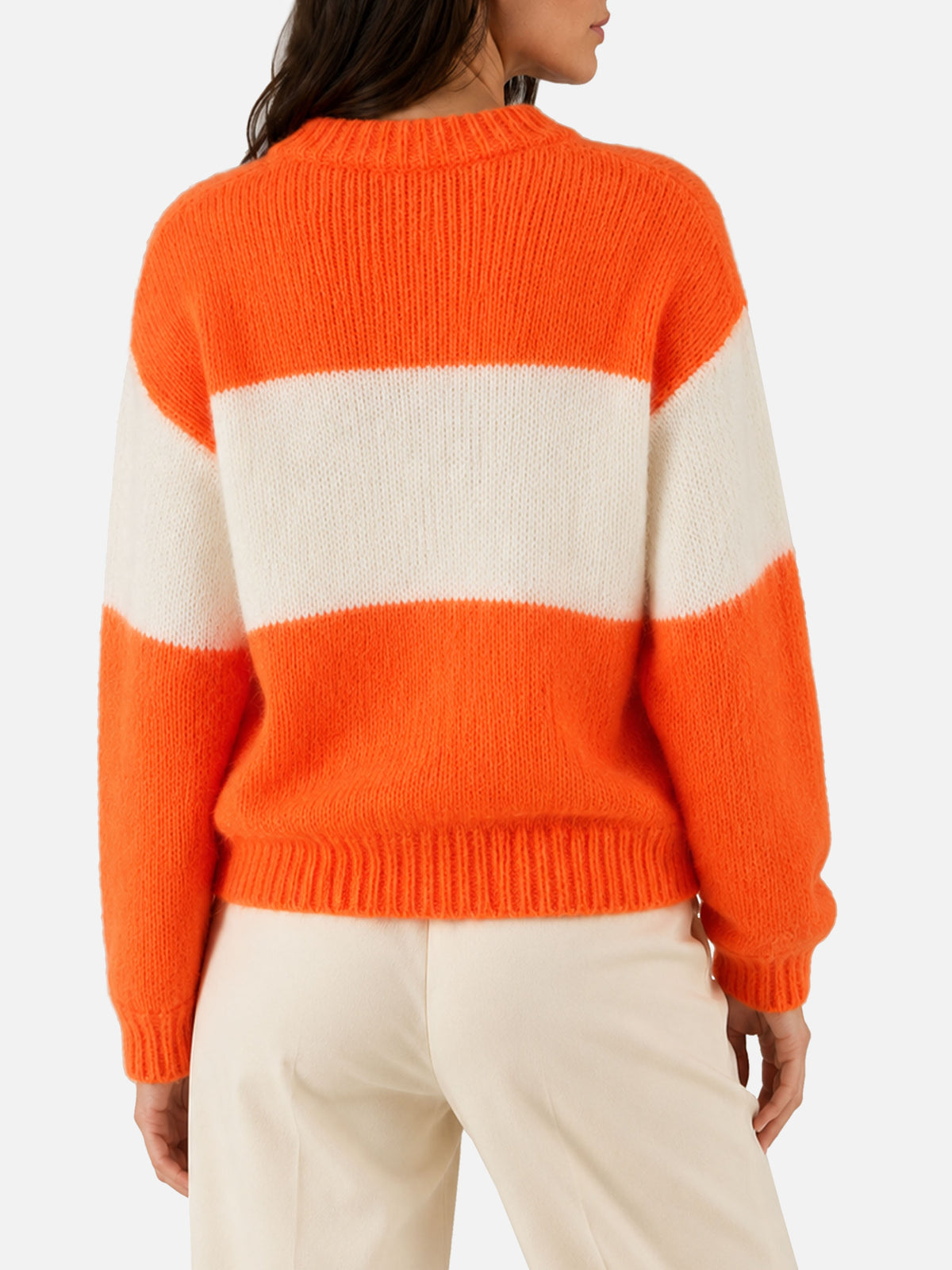 Danya Soft Pullover in Fluororange mit St. Moritz-Stickerei 