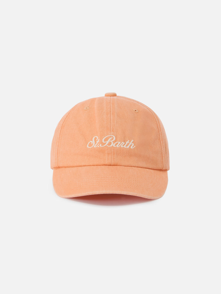 Davis orange cotton baseball cap with embroidered logo