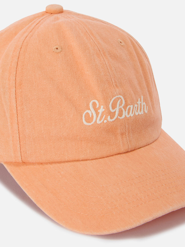 Davis orange cotton baseball cap with embroidered logo