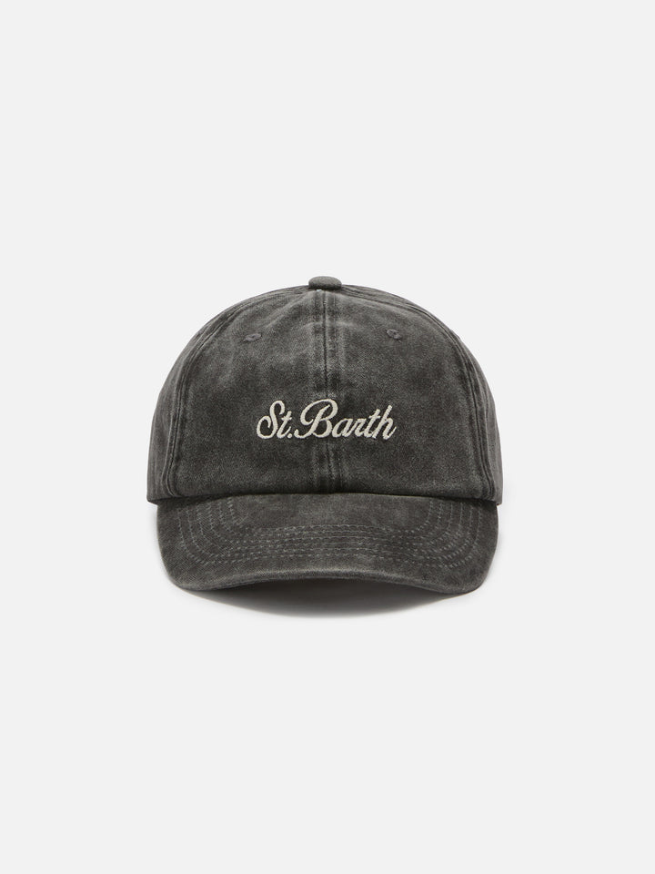 Davis dark grey cotton baseball cap with embroidered logo