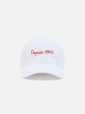 Casquette de baseball White Davis en coton avec broderie AS Cannes | AS CANNES SPECIAL EDITION 