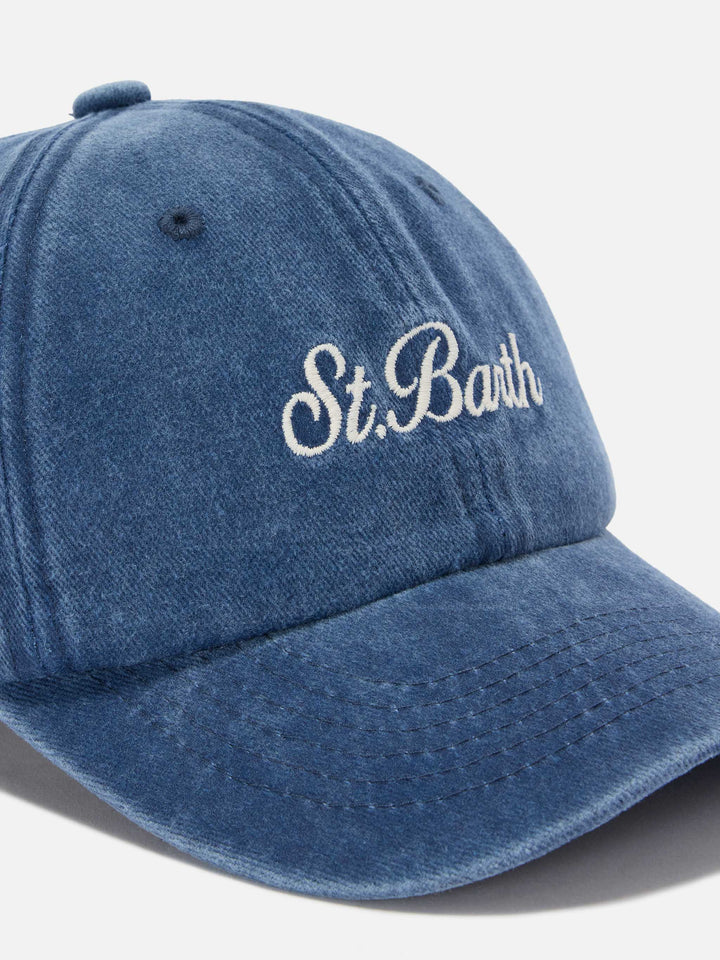 Cappellino Davis con visiera in cotone blu chiaro con logo ricamato