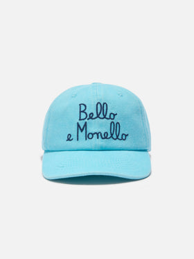 Gorra Davis con visera en algodón azul claro con bordado Bello e Monello 