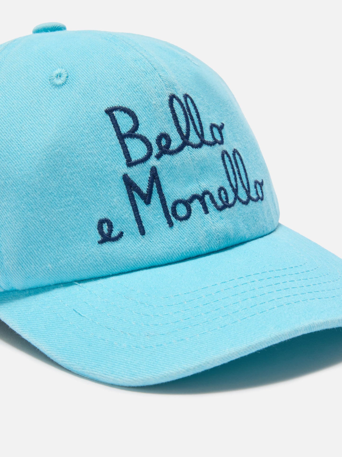 Gorra Davis con visera en algodón azul claro con bordado Bello e Monello 
