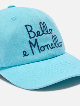 Gorra Davis con visera en algodón azul claro con bordado Bello e Monello 
