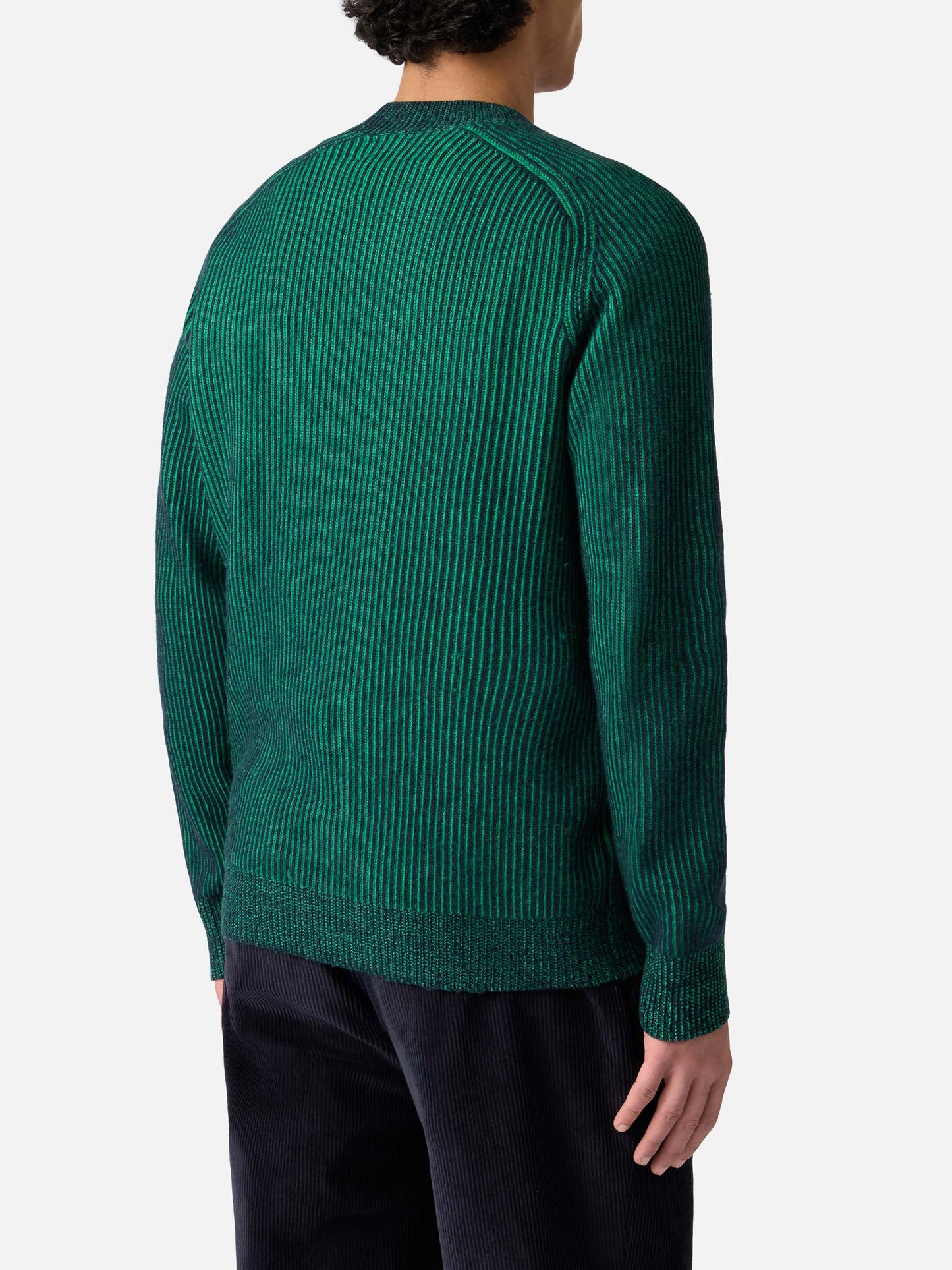 Maglione da uomo a costine mezzo collo verde