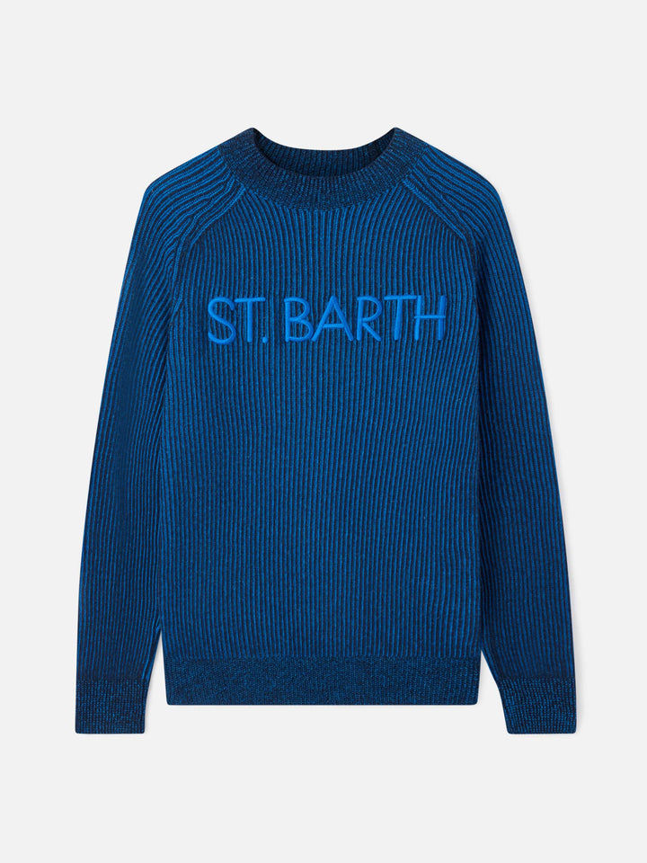 Maglia lupetto Davos blu elettrico e blu navy con ricamo logo