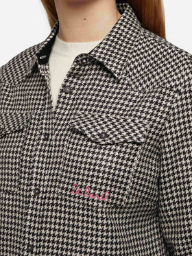 Wollhemd Hirsch mit Pied de Poul-Print