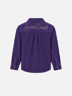 Sobrecamisa de terciopelo para niña con estampado de pedrería Saint Barth 