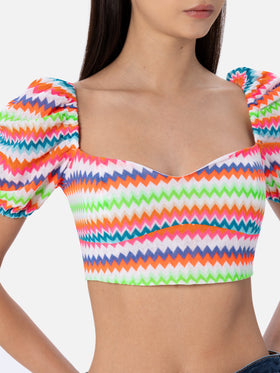 Woman raschel knit cropped top - MC2 Saint Barth