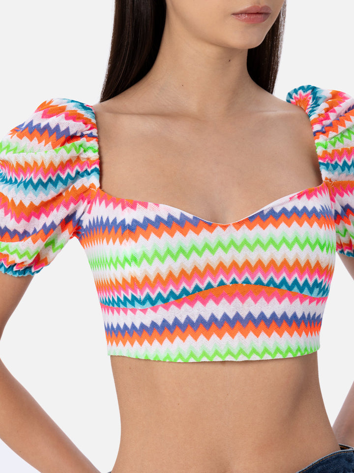 Woman raschel knit cropped top - MC2 Saint Barth
