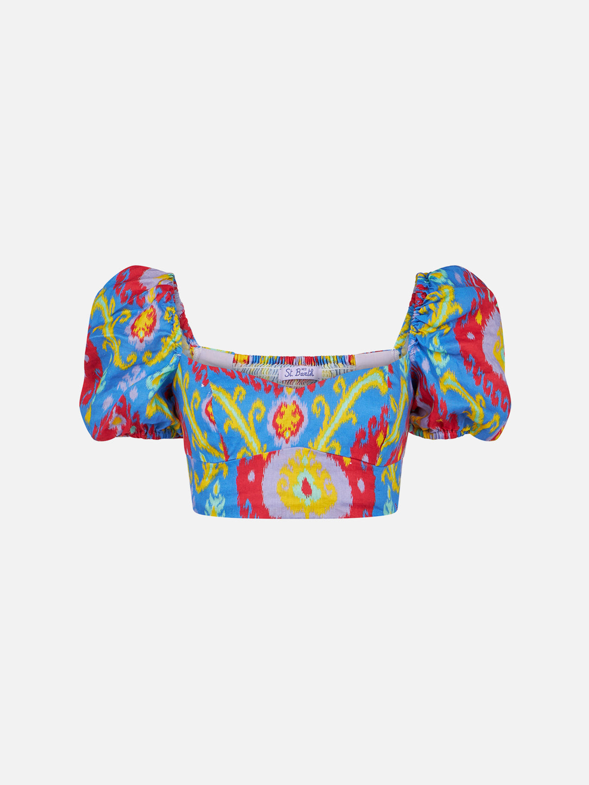 Crop top à imprimé ikat 