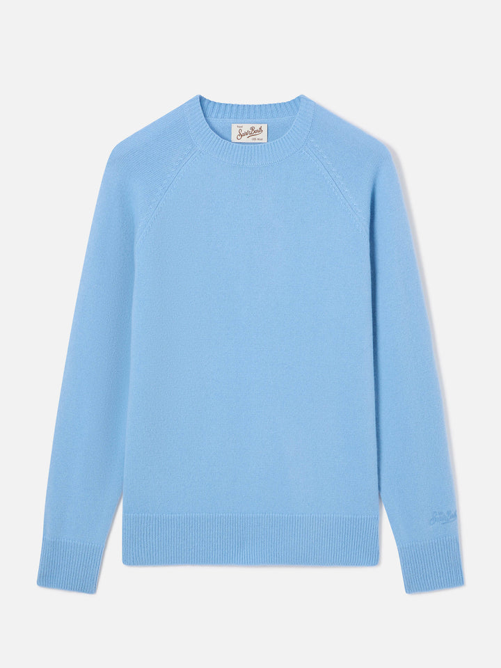 Maglia girocollo Delphine azzurra in lana