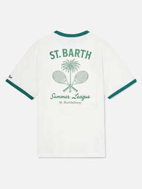 Cream Dean t-shirt with Tennis League print and maxi graphic on the back