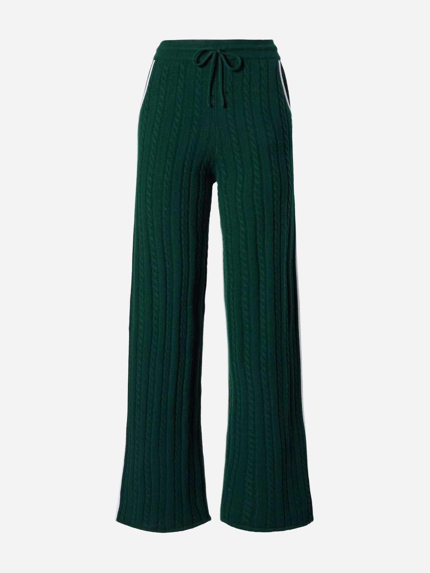 Dinard cable-knit trousers in British green wool with St. Barth embroidery