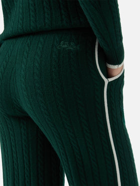 Dinard cable-knit trousers in British green wool with St. Barth embroidery