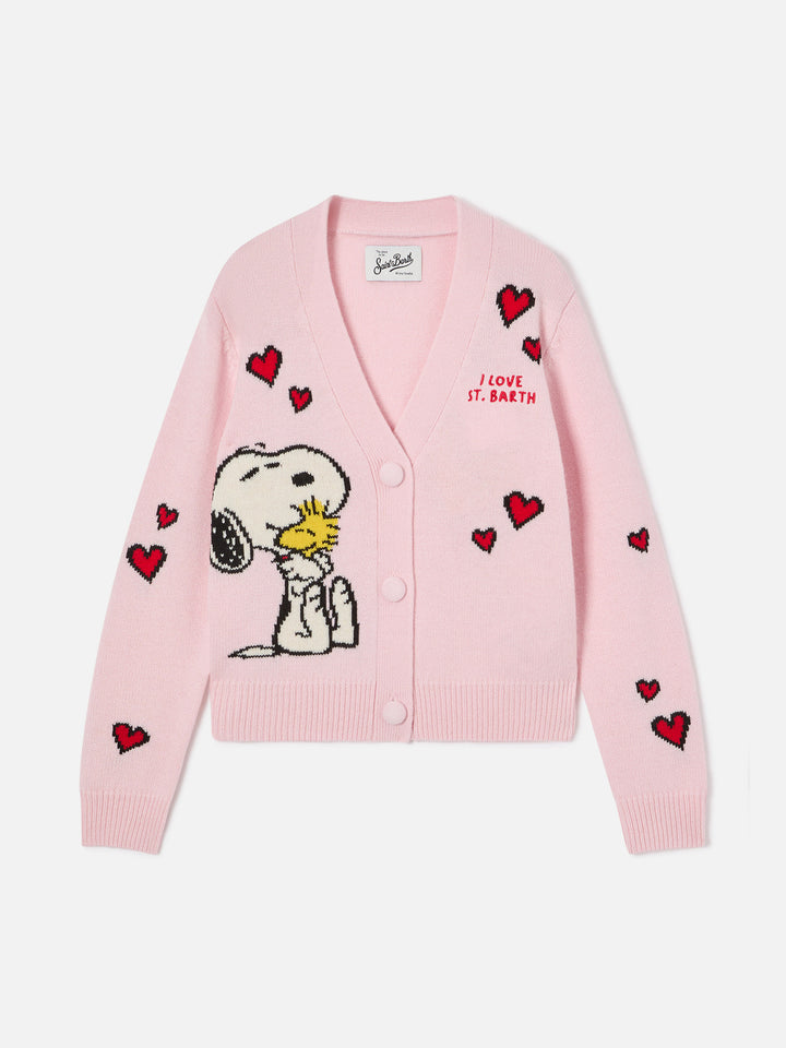 Rosa Didy Strickjacke mit Snoopy-Intarsie | Special edition 