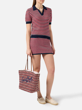 Striped Delma Ridge cotton knit mini skirt