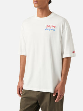 T-shirt oversize en coton White Delmar avec imprimé Colazione Dei Campioni au dos 