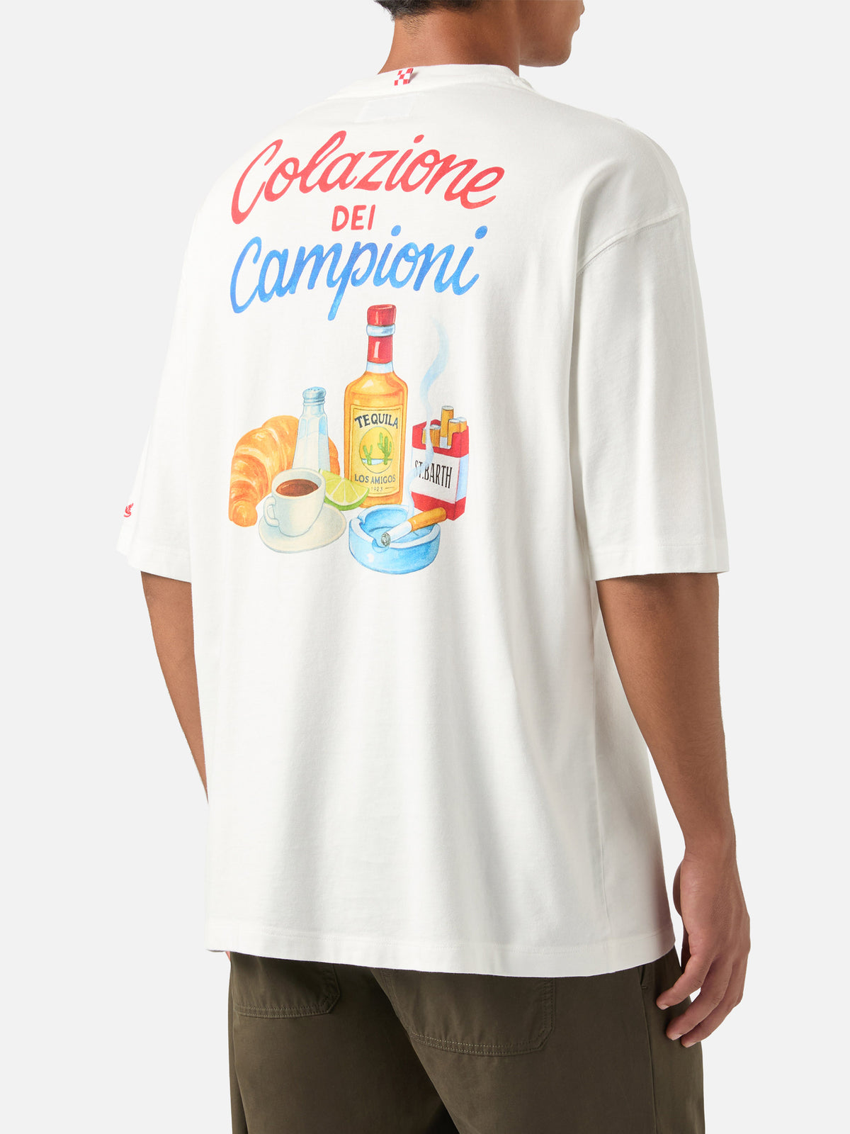 T-shirt oversize en coton White Delmar avec imprimé Colazione Dei Campioni au dos 