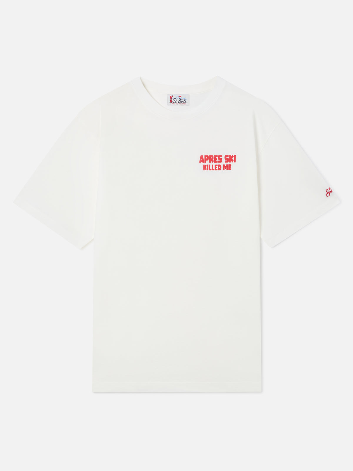 Camiseta oversize de algodón blanca Delmar con estampado Après Ski Killed Me en la espalda 