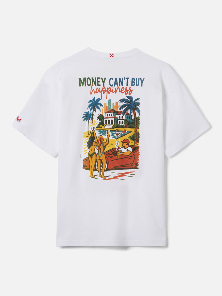 Delmar t-shirt with Money Can’t Buy Happiness print and maxi graphic on the back