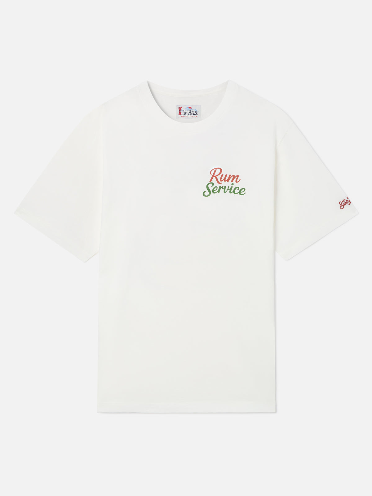 White Delmar oversize cotton t-shirt with back Rum Service print