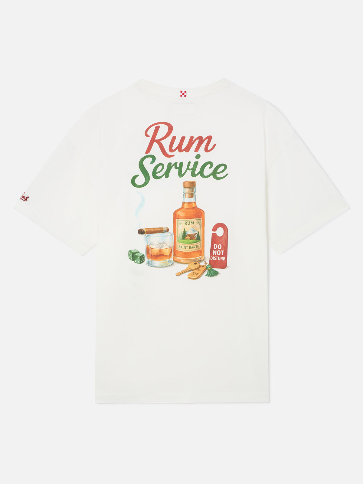 White Delmar oversize cotton t-shirt with back Rum Service print