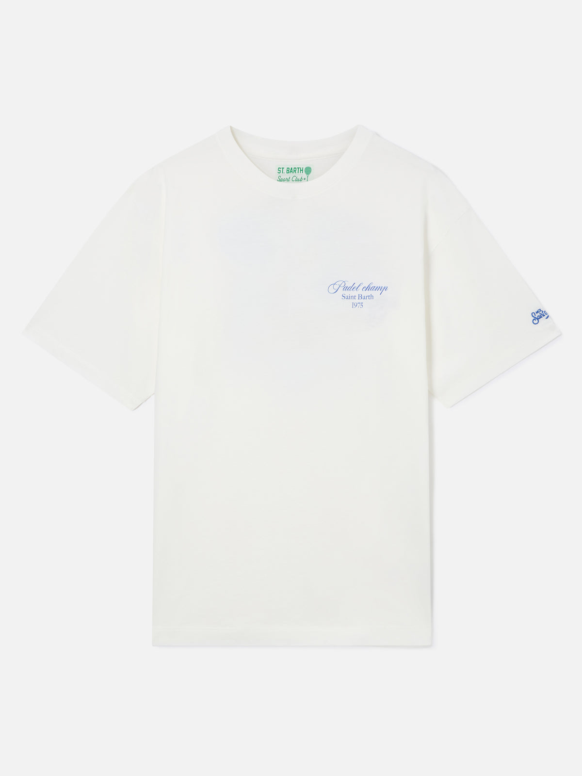 Weißes Oversize-T-Shirt aus Baumwolle Delmar mit Padel-Print auf der Rückseite 
