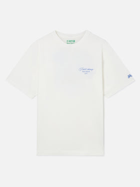 Weißes Oversize-T-Shirt aus Baumwolle Delmar mit Padel-Print auf der Rückseite 