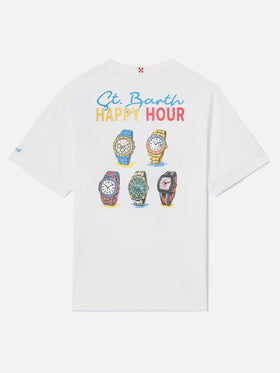 Delmar t-shirt with St. Barth Happy Hour print and maxi graphic on the back