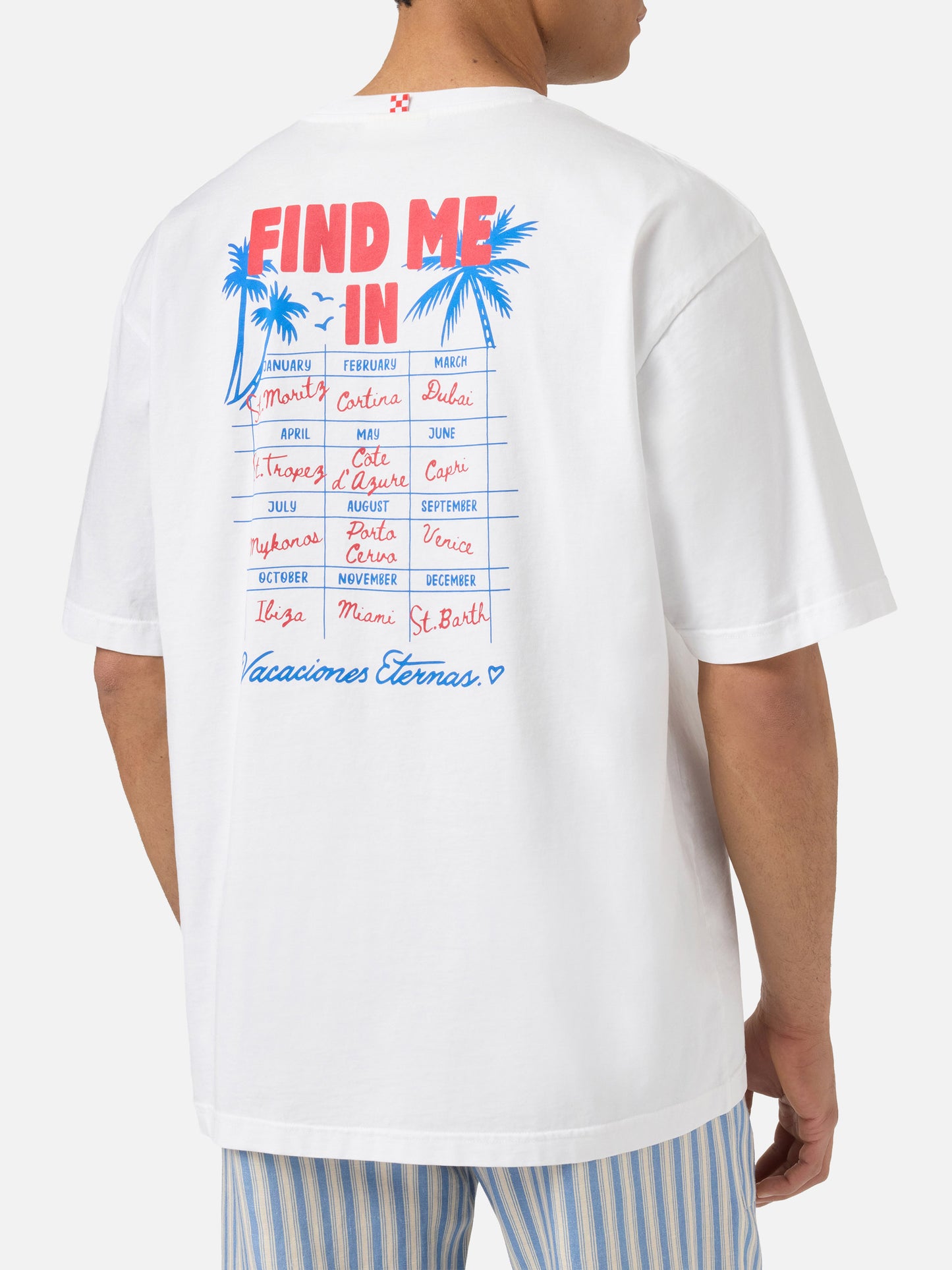 T-shirt Delmar con stampa Find Me On Vacation e maxi grafica sul retro