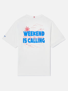 T-shirt Delmar con stampa Weekend Is Calling e maxi grafica sul retro