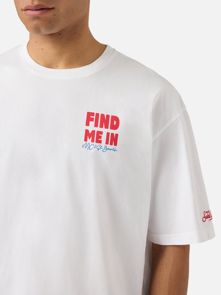 Delmar t-shirt with Find Me in Vacation print and maxi graphic on the back