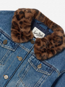Chaqueta vaquera Light blue Dailys con cuello de piel sintética 