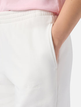 Damen-Jogginghose Deena aus cremeweißem Baumwollfleece